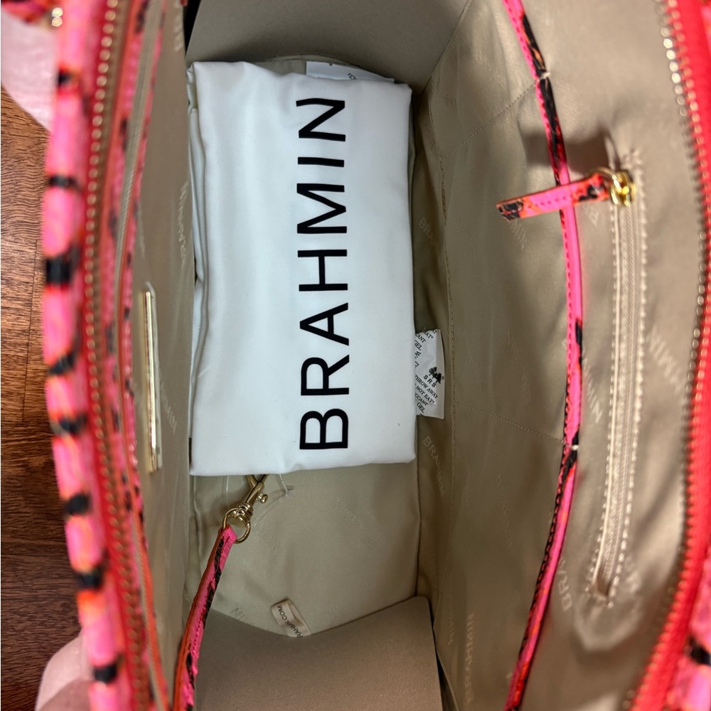 **SOLD**Brahmin NWT Medium Asher - Pink Feline Solid - Vibrant Neon Pink Tote - Picture 10 of 11